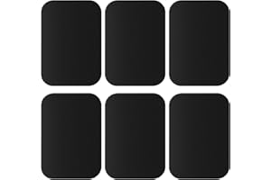 Juspota Placche Metalliche Adesive, 6 Pezzi Placca Metallica Adesivo per Calamite Cellulare Auto, Piastra Metallo Universale Porta Telefono Auto Magnetico, 6 Rettangolari Nero
