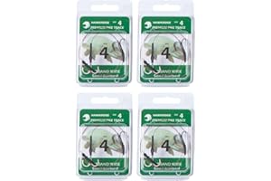 HAWKRIDGE - 4 x Predator SEMI BARBED Pike Snap Tackle Double Hook Bait Rig 30cm Trace Using American 7x7 Wire Strands - Available in Size 4, 6 or 8