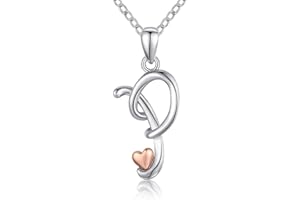 CELESTIA Mujer Collar Letras con Colgantes Inicial Nombre de Plata de Ley 925 Oro Rosa Joyas Personalizado Regalos para Hija Hermana Mujeres Joven Cumpleaños Navidad