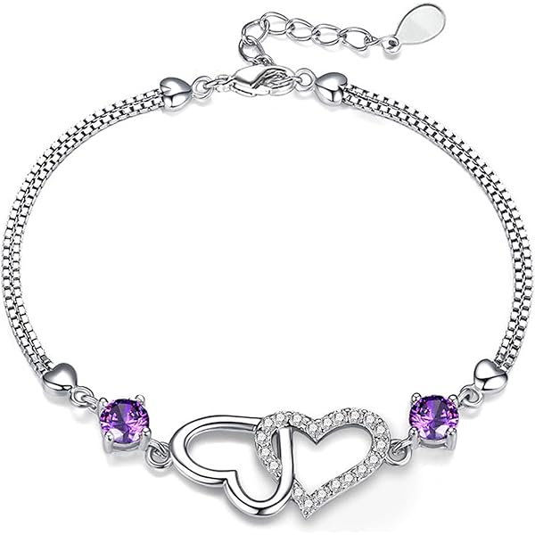 Fashion Infinity Symbool dames meisje armband, 925 sterling zilver ingelegd zirkoon armband, verstelbare hart armband, Kerstmis verjaardagscadeau, Eén maat, Zirkonium, Zirkonia