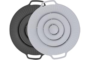 Astis 2 Pezzi Coperchio Universale in Silicone, Paraspruzzi Anti-Traboccamento, Protezione Contro Fuoriuscite Liquidi, Adatto per Pentole 15-25 cm, Coperchio Culinario Multiuso (Nero Grigio)