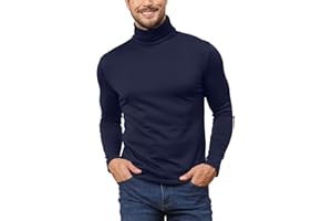 HOEFIRM Pull Col Roulé T-Shirts pour Hommes Pull Manches Longues Slim Casual Base Slim fit Hiver sous Pull Homme