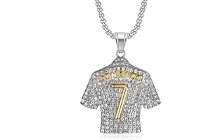 MAYIAHEY Number 7 Soccer Jersey Pendant, No. 7 Jersey Soccer Necklace for Men, Silver Number 7 Football Necklace Soccer Charm Jewelry, Rock Soccer Jersey Necklace Soccer Player Number 7 Pendant