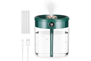 JALANN Air Humidifier for Bedroom, 2L Cool Mist Humidifiers with Night Light, Up to 20H, Auto-Off, Diffuser Humidifier for Home, Babies Nursery Room, Office Plants, 36dB Quiet Operation, Dual Nozzles (Green)
