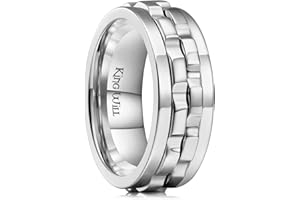 King Will Anneaux rotatifs noirs en acier inoxydable pour homme et femme, anneau anti-anxiété pour homme et femme, jouet sans stress, bague de mariage cool