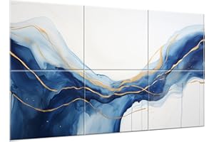 JBER Lot de 6 grands panneaux acoustiques autocollants pour décoration murale, panneaux insonorisants pour salon, bureau (dégradé bleu, 120 x 68,6 cm)