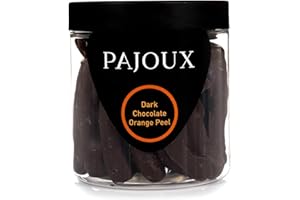 Pajoux Dark Chocolate Orange Peel Hand-Dipped (Small) 130g | Dark Chocolate Covered Fruit - Orange Peel Slice - Dark Chocolate Coated - Palm Oil Free - Chocolate in a Gift Jar