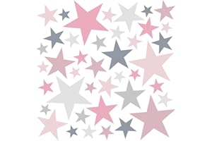 WandSticker4U® - [6 hojas] Pegatinas ESTRELLAS pared, rosa/lila/azul/gris pastel, 148 piezas I vinilo adhesivo pared estrellas colores I decoración habitación infantil bebé stickers pared y muebles