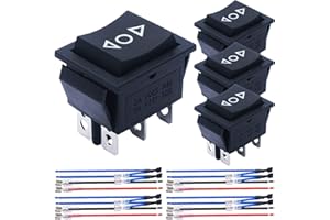 MKBKLLJY 4Pcs Momentary Motor Polarity Reverse Rocker Switch DC 20A 12V DPDT 6 Pin 3 Position ON/Off/ON Motor Control AC 110V-220V Automatic Reset Boat Toggle With Jumper Wires