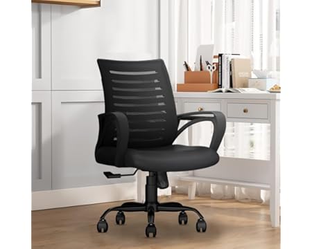 CELLBELL Desire C104 Mesh Mid Back Chair | Ergonomic Office, Study, Revolving, Computer Chair for Work from Home Heavy Duty Metal Base, Seat Height Ad