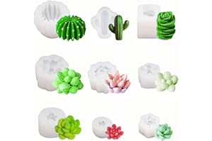 Lajiakoy® Silikonformen Gießformen, 9 PCS Kerzenform Kit, Kerzenform Silikon, Kaktusform, 3D Silikonform für DIY Aromatherapie Kerzen Herstellung (9 Stück)