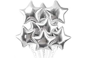 MELEAGER Stern Folienballons Silber 20 Stück，Sternluftballons Heliumballon ​Folienballon, Silvester Deko Stern Luftballons, Silvester Party，Hochzeitsdeko, Geburtstagsdeko oder Valentinstag
