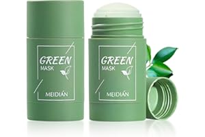 FOCUSUN 2 Pièce Green Mask Stick, Green Masque Stick, Masque Thé Vert Point Noir, Green Tea Deep Cleanse Mask, élimine les points noirs, Masque Solide au Thé Vert pour l'Acné Pores Shrink (A)