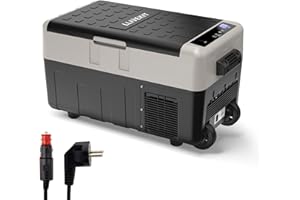 LLIVEKIT Mini Nevera Eléctrica 30 L, Nevera Portátil con Compresor, Mini Frigorífico 12/24 V y 100-240 V para Coche, Camión y Barco, Nevera Portatil con Ruedas, -22℃ a 10℃