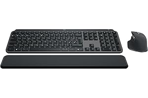 Logitech MX Keys S Combo, Teclado y Ratón Inalámbricos de Calidad con Apoyo, Iluminación, Desplazamiento Rápido, Bluetooth, USB C, para Windows/Linux/Chrome/Mac, Disposición QWERTY Español, Grafito
