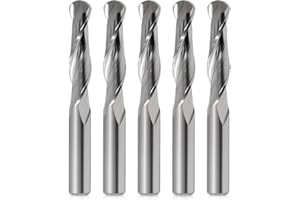 Timelee 5PCS 6MM Shank 6MM CED 25mm CEL Ball Nose Milling Cutter Spiral Router Bits 2 Flutes Carbide End Mill for Engraving Milling 3D sculpturing Roughing Acrylic Wood PVC Aluminum