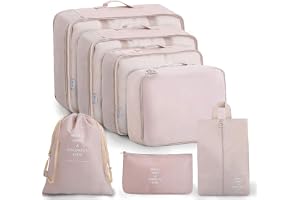 Lyrovo Nylon 7Pcs Travel Packing Cubes For Clothes & Toiletry Organizer