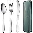 YILANJIN 3 Piece Cutlery Set, Portable Travel Utensils Set with Case, Stainless Steel Tableware Set Including Fork Spoon Knife, Reusable Flatware Silverware Set for Lunch, Camping, School and Picnic