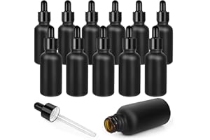 Ulable Lote de 12 botellas de cristal de 30 ml, botella vacía, botella de cristal con cuentagotas para aceite esencial (negro)