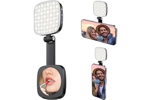 PAKINUI Magnetisches Selfie Licht für MagSafe iPhone, Wiederaufladbares Handy Licht mit 5 Helligkeiten und 5 Lichtmodi, Telefonlicht mit Spiegel, Faltbare Licht für Handy für Vlog Make-up Videokonferenz