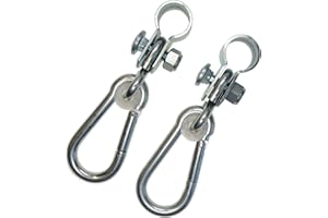 2er Set Danto® Manschettenhaken für 25 mm Ø Rohr, Rundholz, Schaukelhaken, Schaukelschellen, Türreckhaken mit Karabiner verzinkt, Materialstärke 3 mm