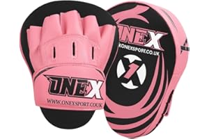 ONEX Curved Focus Pads and Gloves Set for Adults – Lightweight 23cm Boxing Mitts with Secure Grip & Shock Absorption – PU Target Pads for Muay Thai, Kickboxing, MMA & Martial Arts Training