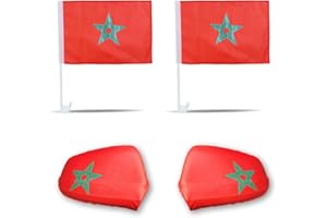 ‎SONIA ORIGINELLI Sonia Originelli Fanset Fanartikel Fahnen für das Auto Spiegelfahnen Fensterfahnen WM EM, Farbe: Marokko