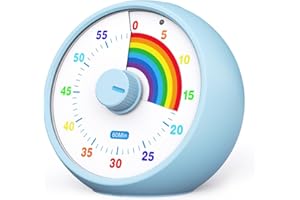 KIECKY SQUIRREL Wizualny zegar dla dzieci, 60-minutowy zegar odliczania dla kuchni biurowej w klasie, Biurko Timer Narzędzia do zarządzania czasem dzieci z cichą pracą, Pomodoro Timer Rainbow Pattern Blue (Niebieski)