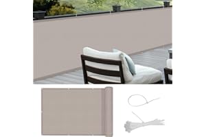 Cool Area Ekran prywatności balkonu Obudowy balkonowe PES Wodoodporne, odporne na warunki atmosferyczne z opaską kablową,100x600cm,Taupe