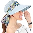 ZORBES Polyester Wide Brim Sun Hats For Women Beach Hats For Women Foldable Uv Protection Summer Cap For Travel Holiday Swimming (Upf 50+, Blue)