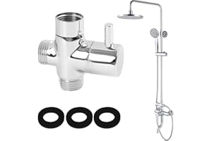 ECEOTHSY Válvula Desviadora De 3 Vías G1/2" En Latón Cromado, Válvula Mezcladora Para Ducha, Recambio Con Diseño En T Para Columna De Ducha, Compatible Con Cabezal Y Manguera De Ducha, Adaptador Grifo Ducha