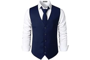 PARKLEES Men's Hipster Urban Design Business Formal Waistcoat Slim Fit Suit Tuxedo Dress Vest