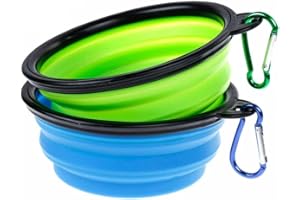 faburo 2PZ Ciotola Pieghevole per Cane, Mangiatoia Abbeveratoio Portatile in Silicone Alimentare con Gancio Porta Acqua, Alimenti da Viaggio per Cani, Gatti, Animali Domestici
