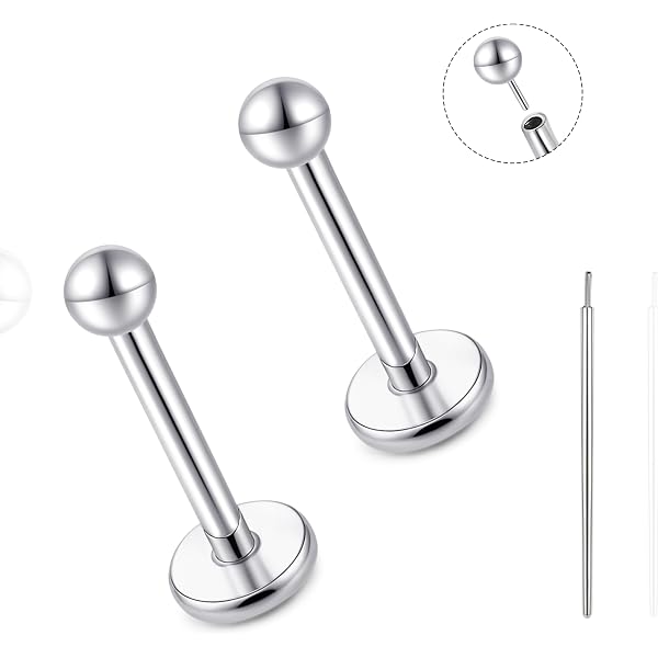 Ensemble 6 Anneaux Labret Tige Plate Argent 20G - Piercing Lèvres Cartilage Helix Tragus