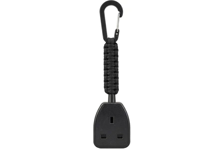 Socket Tester Holder with Paracord and Carabiner Clip, Multi-Colour, for Electricians and Engineers (Black)