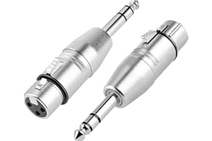 TALNITE XLR to Jack TRS Adapter,2pcs 1/4 Inch TRS Male to XLR Female Stereo Connector,Balanced Quarter 6.35mm Audio Metal Adapters,3 Pin TRS Plug Gender Changer for Mixers,Speakers,Studio Monitors,Amplifiers