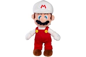Simba 109231535 Super Mario Plüschfigur Feuer-Mario (30 cm) - Super Mario Kuscheltier aus weichem Plüsch, Nintendo Spielzeug für Fans und Kinder ab den ersten Lebensmonaten