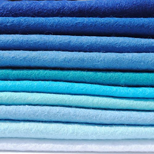Wool Blend Craft Felt - Boys Blues - FREE UK SHIPPING - Assorted Blue Felt (6 inch / 15cm)