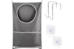 AYNKH Bolsa de lavandería colgante, cesta de lavandería ajustable de gran capacidad con ganchos de acero inoxidable y ganchos adhesivos para lavandería, mudanzas, almacenamiento