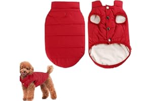 YEALAY Dog Winter Jacket Coat Windproof Puppy Dog Winter Vest Warm Fleece Clothes for Small Dogs Apparel Cold Weather/Leash Hole (XS Back Length 23cm/9in, Red)