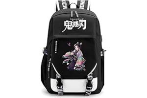 FSRONGXI 17Inch Nezuko Backpack for Teen Girls Middle School Backpacks with USB Charging Port, Anime Laptop Bag with Free Keychain