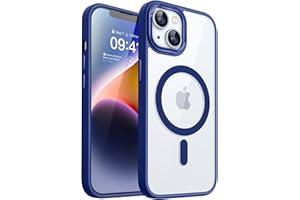 CANSHN Funda Magnética para iPhone 13 / Funda para iPhone 14 [No Amarillea] Transparente Duro Trasero a Prueba de Golpes Carcasa Protectora de Teléfono 6.1 Pulgadas - Azul Marino