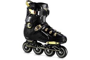 Nils Extreme Patines en línea para hombre y mujer, patines en línea, rodamientos ABEC9, adultos en línea, ruedas de 85 A, color negro y dorado, NA20002