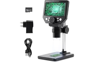 PRECIPETTE Microscope 4,3" Microscopes numérique LCD 1080P 1000X avec 8 LED Carte de 32G, 1-1000X Microscope Electronique pour PCB pièces de Monnaie Insectes Bijoux