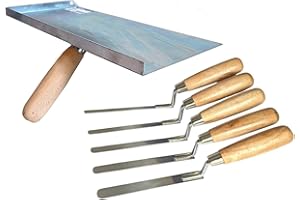 TRADE 4 YOU LTD Pointing Brickwork Galvanised Hawk & 5 Stainless Steel Finger Trowel Set, Jointing, Gap Filling & Repair Tools for DIY & Masonry Work, Repointing, Brick Joint Repair (H5ST)