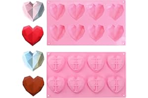 LFBEST Foremka silikonowa 3D w kształcie serca, 8 wgłębień, silikonowa forma w kształcie serca, do pieczenia sernika, musu, czekolady, kostek lodu (różowa)