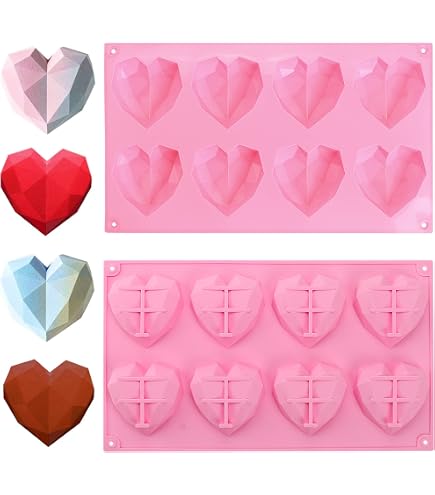 6 Cavity Heart-Shaped Mousse Cake Silicone Mold 6-Inch Valentine's Day