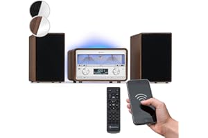 Auna Dab Radio CD para Casa, FM/Dab/Dab + Radio con Bluetooth + AUX, 25W Desmontable Micro Altavoces, Pantalla LCD, Mando a Distancia, MP3, USB y Streaming, Dab Radio con Cable