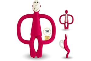 Matchstick Monkey - Beißring Affe Original - Baby Zahnungshilfe - weiche Noppen massieren wundes Zahnfleisch - Silikon BPA-frei - Greifling für Zahnen - ab 3 Monaten - rot