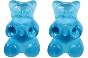 The Funky Barcode MINI GUMMY BEAR Stud Earrings BLUE RASPBERRY Complete With Gift Box
